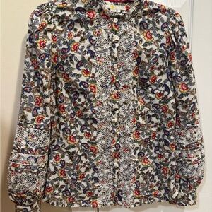 Size 6 Boden Multicolor Floral eyelet cotton lightweight Button-Up Blouse